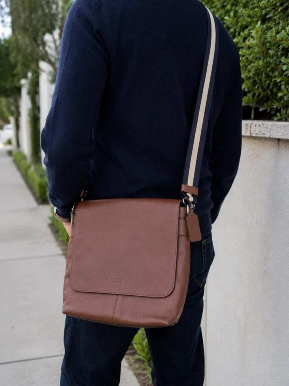 Coach Charles Messenger Bag 2017 Unisex Brown Pebbled Leather